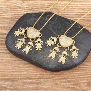 Hot Boys and Girls Zircon Pendant Necklaces, Family Mother's Gift