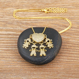 Hot Boys and Girls Zircon Pendant Necklaces, Family Mother's Gift