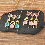 Nidin Hot Plated Pendant Necklace CZ Friendship Link Chain