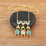 Nidin Hot Plated Pendant Necklace CZ Friendship Link Chain