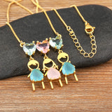 Nidin Hot Plated Pendant Necklace CZ Friendship Link Chain