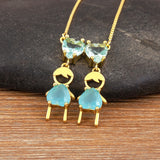 Nidin Hot Plated Pendant Necklace CZ Friendship Link Chain