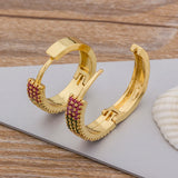 Nidin Hot CZ Stud Earrings Copper Zircon Round Bling Earrings
