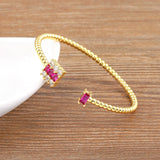 Nidin Zircon Adjustable Bracelet Bangle for Women Wedding Party
