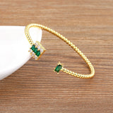 Nidin Zircon Adjustable Bracelet Bangle for Women Wedding Party