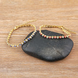 Lucky Evil Eye Charm CZ Tennis Bracelet Adjustable Chain Bangle