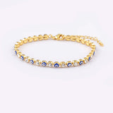 Lucky Evil Eye Charm CZ Tennis Bracelet Adjustable Chain Bangle