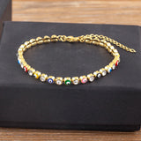 Lucky Evil Eye Charm CZ Tennis Bracelet Adjustable Chain Bangle