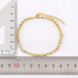 Lucky Evil Eye Charm CZ Tennis Bracelet Adjustable Chain Bangle