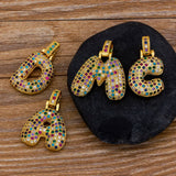 Women's Zircon Initial Necklace Rainbow Name Pendant Birthday Jewelry