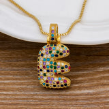 Women's Zircon Initial Necklace Rainbow Name Pendant Birthday Jewelry