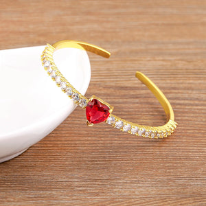 Heart Rhinestone Crystal Bracelet for Women Cuff Bangle