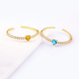 Heart Rhinestone Crystal Bracelet for Women Cuff Bangle