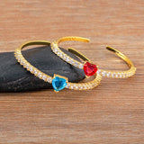 Heart Rhinestone Crystal Bracelet for Women Cuff Bangle