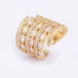 Nidin Zircon Multi-layer Rings Women Crystal Plated Adjustable Wedding Jewelry