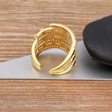 Nidin Zircon Multi-layer Rings Women Crystal Plated Adjustable Wedding Jewelry