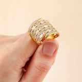 Nidin Zircon Multi-layer Rings Women Crystal Plated Adjustable Wedding Jewelry