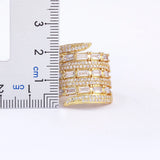 Nidin Zircon Multi-layer Rings Women Crystal Plated Adjustable Wedding Jewelry