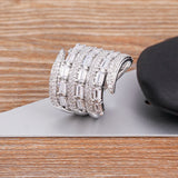 Nidin Zircon Multi-layer Rings Women Crystal Plated Adjustable Wedding Jewelry