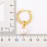 Metal Twisted Pearl Hoop Earrings Retro Ear Jewelry Party Gift