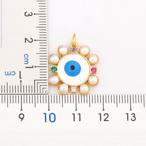 Nidin Freshwater Pearl Evil Eye Necklace Flower Eye Choker Jewelry