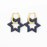 Nidin Copper CZ Star Drop Crystal Dangle Earrings - Party Wedding Women Jewelry