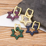 Nidin Copper CZ Star Drop Crystal Dangle Earrings - Party Wedding Women Jewelry