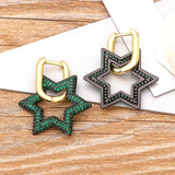Nidin Copper CZ Star Drop Crystal Dangle Earrings - Party Wedding Women Jewelry