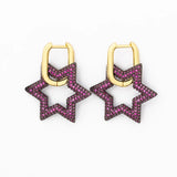 Nidin Copper CZ Star Drop Crystal Dangle Earrings - Party Wedding Women Jewelry