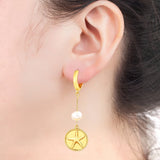 Nidin Pearl Starfish Shape Tassel Drop Earrings for Women