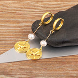 Nidin Pearl Starfish Shape Tassel Drop Earrings for Women