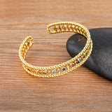 Nidin Classic Wrist Band Open Adjustable Bangle Women Zircon Party Jewelry