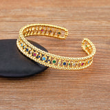 Nidin Classic Wrist Band Open Adjustable Bangle Women Zircon Party Jewelry
