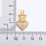 Nidin Heart Crown Pendant Zircon Women Necklace Charm