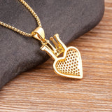 Nidin Heart Crown Pendant Zircon Women Necklace Charm