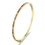 Nidin High Charm Rainbow Bracelet Copper Zirconia Rhinestone Cuff Bangle
