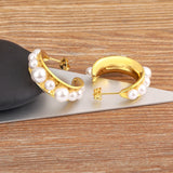Nidin Light Semicircle Pearl Earrings For Women Ear Jewelry