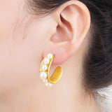 Nidin Light Semicircle Pearl Earrings For Women Ear Jewelry