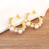 Nidin Light Semicircle Pearl Earrings For Women Ear Jewelry