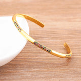 Nidin Rainbow Rhinestone Cuff Bangle Women Charm Jewelry