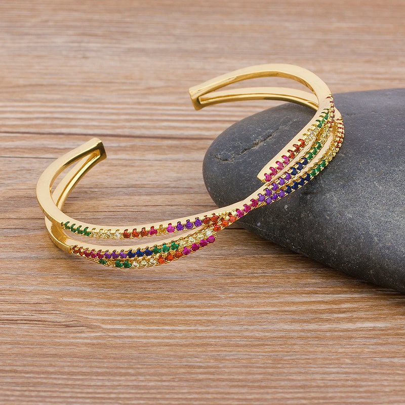 Nidin Colorful Rhinestone Cuff Bracelets for Women