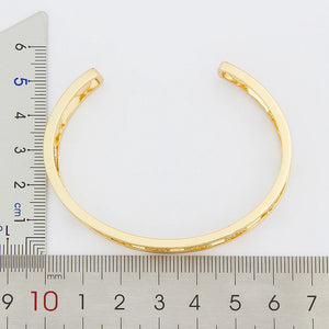 Nidin Top Copper Zirconia Open Cuff Women Bracelet Bangle Gift