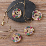 Rainbow Micro Pave CZ Initial Letter Pendant Necklace - Family Jewelry