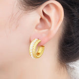 Natural Freshwater Pearls Hoop Earrings C Shape Statement Ear Jewelry