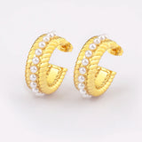 Natural Freshwater Pearls Hoop Earrings C Shape Statement Ear Jewelry