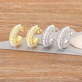 Natural Freshwater Pearls Hoop Earrings C Shape Statement Ear Jewelry