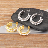 Natural Freshwater Pearls Hoop Earrings C Shape Statement Ear Jewelry