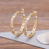 Nidin CZ Hoop Earrings Big Circle Ear Jewelry Birthday Accessories
