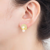 Nidin Pearl Stud Earrings Mushroom Shape Gold/Silver Women Jewelry