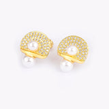 Nidin Pearl Stud Earrings Mushroom Shape Gold/Silver Women Jewelry